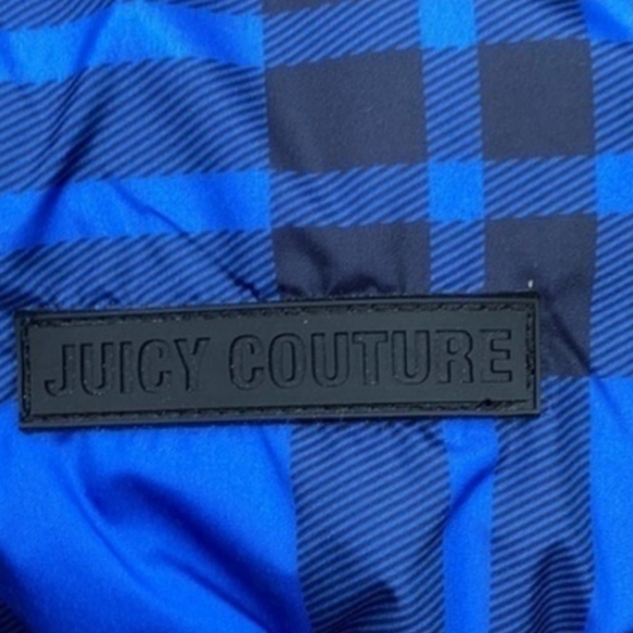 NEW RARE Authentic Juicy Couture Black Label Puffer Ski Coat Blue Tartan Down - Picture 10 of 16